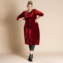 Load image into Gallery viewer, MEGAN SALMON - Velvet Roses Romance Dress - CRIMSON (RED)