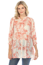 Load image into Gallery viewer, JOHNNY WAS - Spring Fire Adonia Tunic - RED & WHITE Toile de Jouy