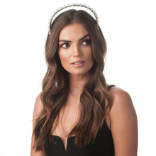 Load image into Gallery viewer, OLGA BERG - Heidi Pearl Headband - BLACK w WHITE PEARL
