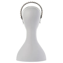 Load image into Gallery viewer, OLGA BERG - Heidi Pearl Headband - BLACK w WHITE PEARL