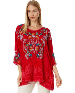 JOHNNY WAS - Cherie Tunic - ROSE RED