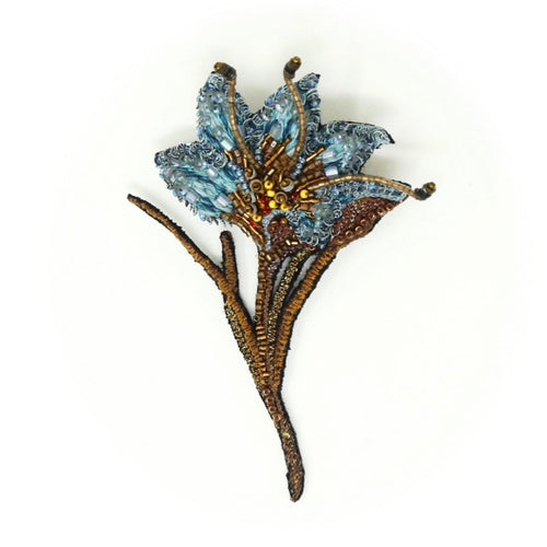 TROVELORE - Blue Saffron Flower Brooch