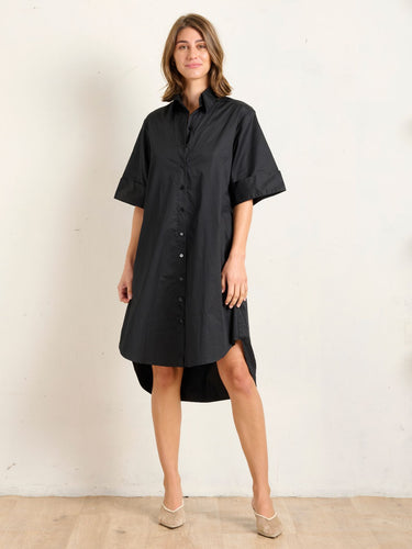 STATE OF EMBRACE - Cuff Shirt Dress - ONYX