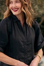 Load image into Gallery viewer, ADRIFT - Bridget Linen Pleated Dress - BLACK/ WHITE/ NAVY