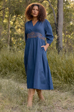 Load image into Gallery viewer, ADRIFT - Lisa Ebroidered Dress - NAVY