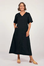 Load image into Gallery viewer, ADRIFT - Tamara Linen V-Neck Dress - BLACK