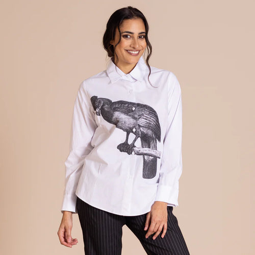 MEGAN SALMON - Parrot Liberty Shirt - WHITE