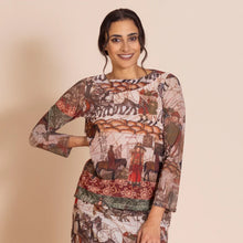 Load image into Gallery viewer, MEGAN SALMON - Marco Polo Mesh Audrey Tee - MARCO POLO PRINT