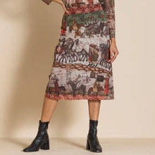 Load image into Gallery viewer, MEGAN SALMON - Marco Polo Mesh A-Line Skirt - MARCO POLO PRINT