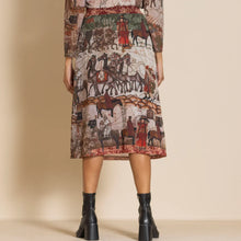Load image into Gallery viewer, MEGAN SALMON - Marco Polo Mesh A-Line Skirt - MARCO POLO PRINT