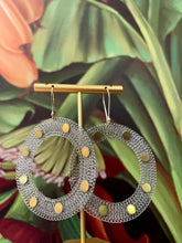 Load image into Gallery viewer, SERIOUSLY DESIGNED - Studded Circle Mesh Earrings - BRASS ON SILVER