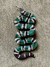 Load image into Gallery viewer, TROVELORE - Green Banded Snake Brooch