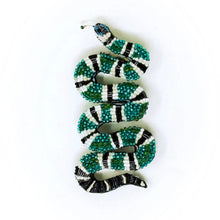 Load image into Gallery viewer, TROVELORE - Green Banded Snake Brooch