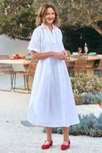 Load image into Gallery viewer, ADRIFT - Bridget Linen Pleated Dress - BLACK/ WHITE/ NAVY