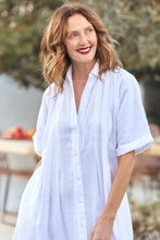 Load image into Gallery viewer, ADRIFT - Bridget Linen Pleated Dress - BLACK/ WHITE/ NAVY