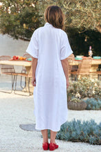 Load image into Gallery viewer, ADRIFT - Bridget Linen Pleated Dress - BLACK/ WHITE/ NAVY