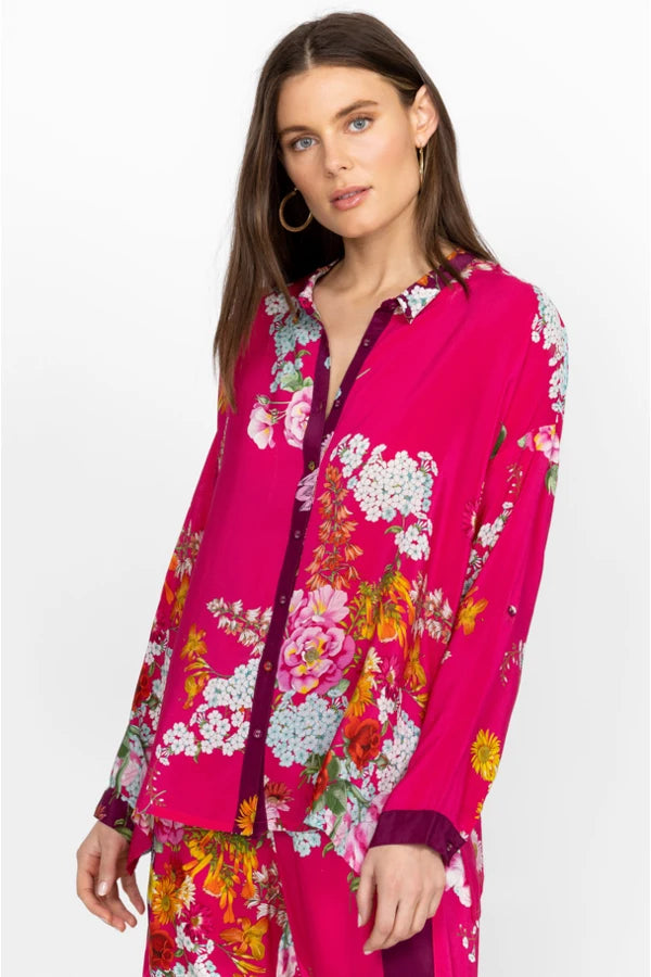 JOHNNY WAS - Golden Bouquet Seline Button Down - MULTI PINK