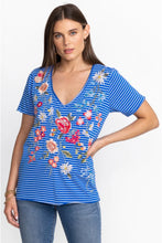 Load image into Gallery viewer, JOHNNY WAS - Catalina Everyday Tee - BLUE w STRIPE