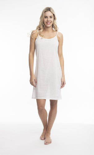 ORIENTIQUE - Two-Sided Cotton Midi Slip Dress - WHITE