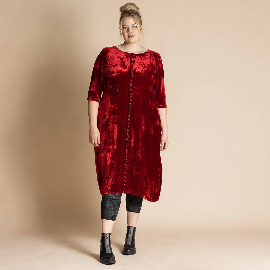 Velvet Roses Romance Dress - CRIMSON