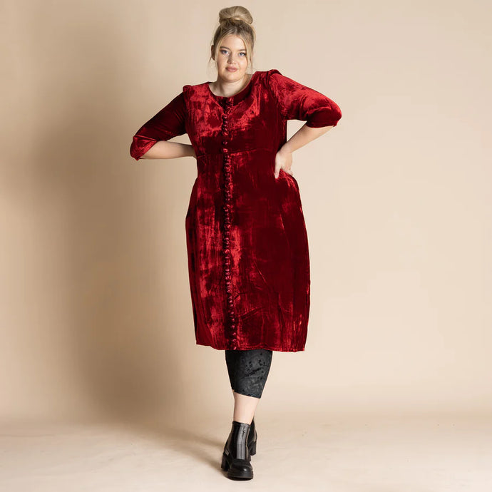 MEGAN SALMON - Velvet Roses Romance Dress - CRIMSON (RED)