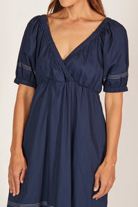 ADRIFT - Alison Poplin Midi Dress - CAPRI COVE (NAVY)