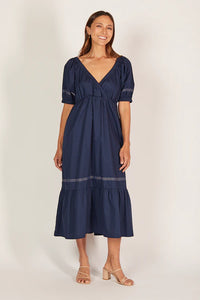 ADRIFT - Alison Poplin Midi Dress - CAPRI COVE (NAVY)