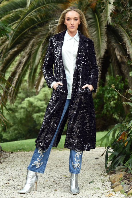 COOP by Trelise Cooper - Rock The Coat - BLACK SEQUIN
