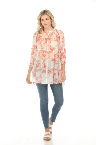 JOHNNY WAS - Spring Fire Adonia Tunic - RED & WHITE Toile de Jouy