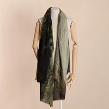 Load image into Gallery viewer, MEGAN SALMON - Derwent Wool Scarf - GREEN LANDSCAPE PHOTOGRAPH PRINT