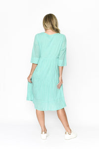 ORIENTIQUE - Amber Dress Solid (Colour) w Lining - AQUA (Tiffany Blue)