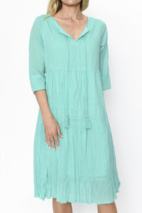 ORIENTIQUE - Amber Dress Solid (Colour) w Lining - AQUA (Tiffany Blue)