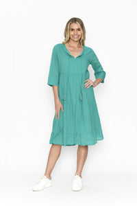 ORIENTIQUE - Amber Dress Solid (Colour) w Lining - JADE