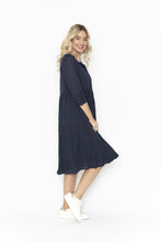 Load image into Gallery viewer, ORIENTIQUE - Amber Dress Solid (Colour) w Lining - NAVY