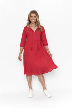 Load image into Gallery viewer, ORIENTIQUE - Amber Dress Solid (Colour) w Lining - RED