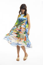 Load image into Gallery viewer, ORIENTIQUE - Kai Midi Dress w Ruched Neckline - AMALFI COAST