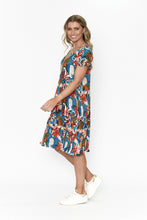 Load image into Gallery viewer, ORIENTIQUE - Kimberly Dress - ORANGE, TAN, BLUE &amp; WHITE