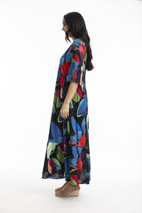 ORIENTIQUE - Seychelles Midi Dress - MULTICOLOURED (dark, rich & blue)