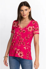 Load image into Gallery viewer, JOHNNY WAS - Misty Fall Favourite Short Sleeve V-Neck Tee - MULTICOLOURED [PINKS]