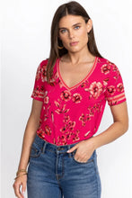 Load image into Gallery viewer, JOHNNY WAS - Misty Fall Favourite Short Sleeve V-Neck Tee - MULTICOLOURED [PINKS]