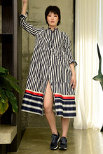 Load image into Gallery viewer, Watch Out For The Ruffle Dress - NAVY STRIPE