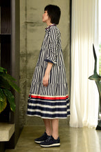 Load image into Gallery viewer, Watch Out For The Ruffle Dress - NAVY STRIPE