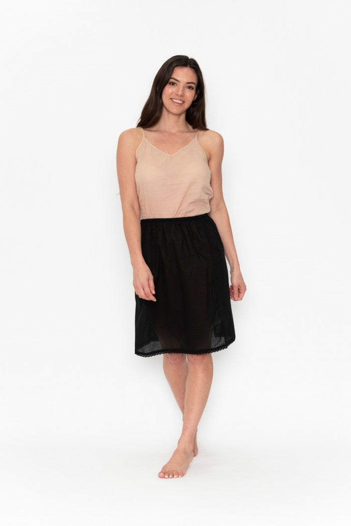 ORIENTIQUE - Midi Skirt Slip - BLACK/ WHITE/ PALE NUDE